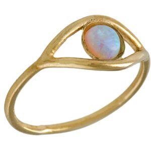 Evil eye ring protection ring gold blue opal ring