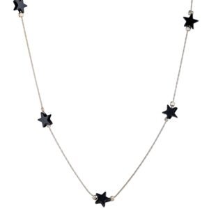 Black Hematite Star Bead Sterling Silver Gemstone Necklace