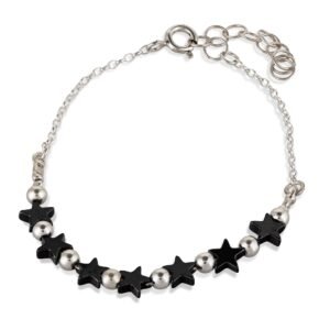 Hematite Star Bracelet Sterling silver Bead Length 6 inches + extension