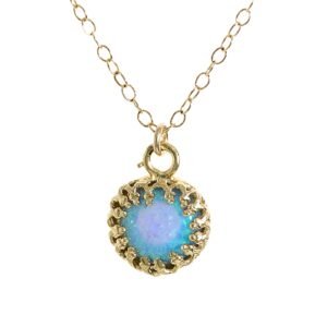 Gold Opal Necklace Blue Opal Pendant 14K gold Filled Chain