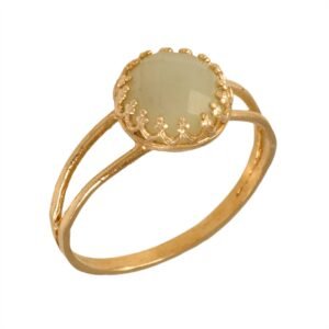 Jade Ring Gemstone Ring Green Jade Ring 14K Gold plated Ring