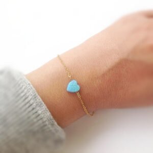 Cute Gold Opal Heart Bracelet
