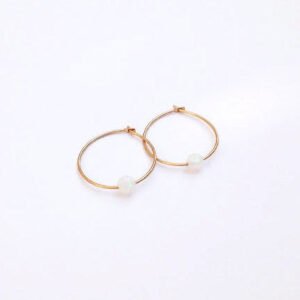 Gold filled Hoop Opal Bead Earrings