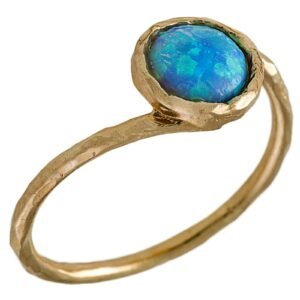 Opal ring blue opal jewelry October birthstone 14k gold filled ring